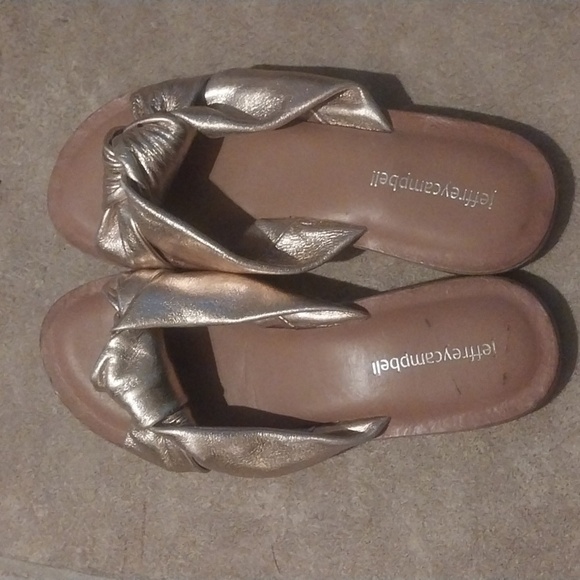 Jeffrey Campbell Womens Rose Gold Soft Leather Metallic Sandals Size 7 Handmade - Picture 5 of 8